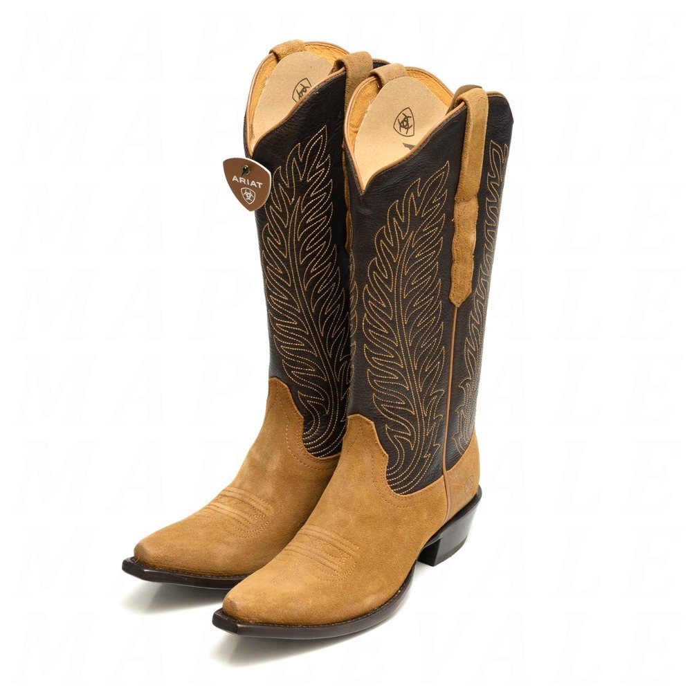 ARIAT Women's Yellowstone Arena Dirt Leather Western Boots Sz 7.5 Tan/Toffee NIB - Picture 7 of 16